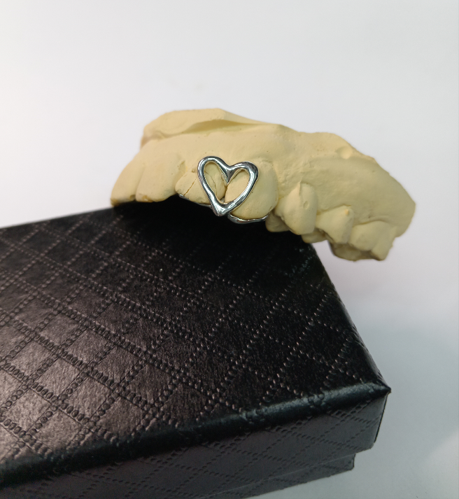925 sterling silver custom heart shaped grill