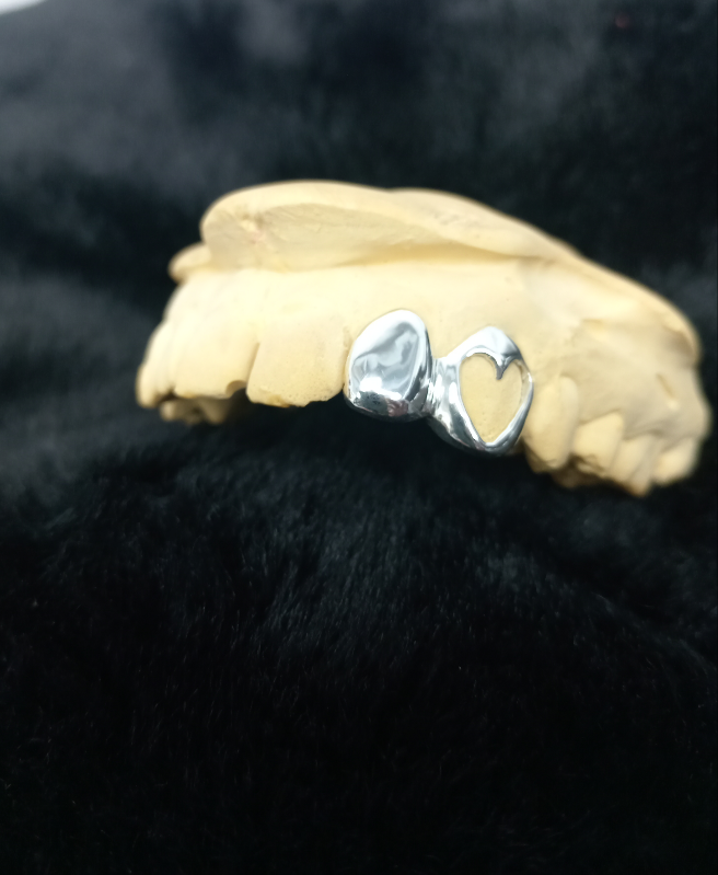 925 sterling silver custom made solid cap and heart shaped window custom grillz